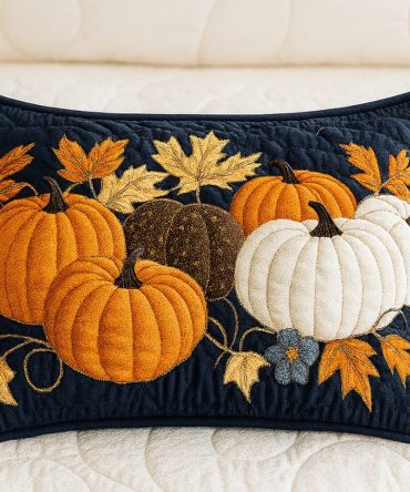 Blessed Pumpkin Days Quilted Pillow Cover — Charming Pumpkin Motif, Textured Decorative Throw Pillowcase For Fall-Fresh Porch & Living Spaces