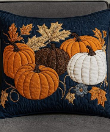 Blessed Pumpkin Days Quilted Pillow Cover — Autumn Pumpkin Decorative Sham, Cozy Harvest Accent With Stitched Detail, Machine-Washable