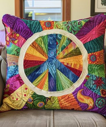 Blissful Sunshine Quilted Throw Pillow Cover — Bright Decorative Pillow Case For Cozy Living Rooms, Bedrooms & Outdoor Sunrooms, Easy Care