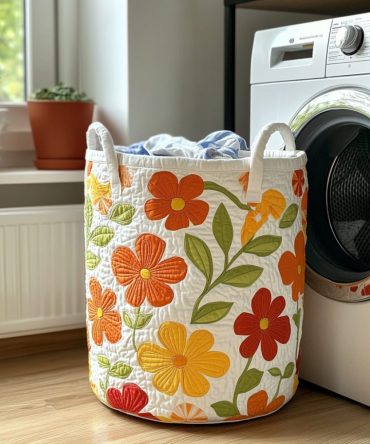 Bloom Dance Quilted Laundry Hamper — Floral Dance Pattern Fabric Bin With Handles, Foldable Decorative Laundry Organizer For Stylish Living