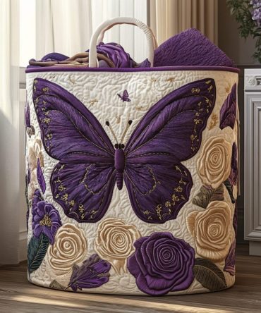 Bloom Flight Quilted Laundry Hamper — Vibrant Floral Quilted Storage Basket, Collapsible & Machine Washable With Strong Handles