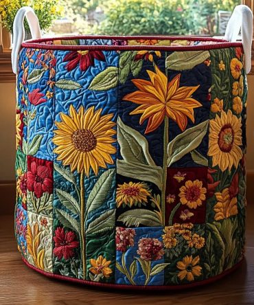 Bloom Harmony Quilted Laundry Hamper — Floral Foldable Laundry Basket With Comfortable Handles For Bedroom, Nursery & Bath