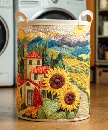 Bloom Path Quilted Laundry Hamper — Garden-Inspired Foldable Laundry Basket, Decorative Storage For Home & Closet