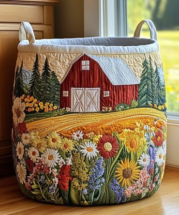 Bloom Valley Quilted Laundry Hamper - Floral-Print Foldable Storage Basket, Soft Quilted Fabric With Strong Carry Handles