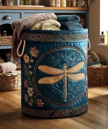 Blooming Aviator Quilted Laundry Hamper – Floral & Flight Design, Foldable Washable Linen Basket With Reinforced Handles And Large Capacity