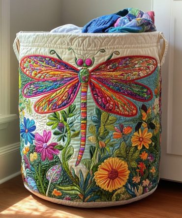 Blooming Flight Quilted Laundry Hamper – Airy Floral Flight Quilt Laundry Basket, Foldable Storage Hamper With Handles, Durable & Machine-Washable