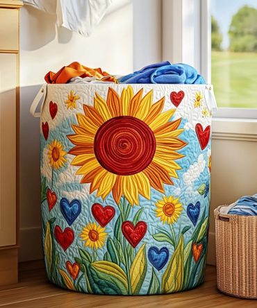 Blooming Glow Quilted Laundry Hamper — Large Floral Storage Basket, Foldable Cotton Organizer For Bedroom, Nursery & Small Spaces With Strong Handles