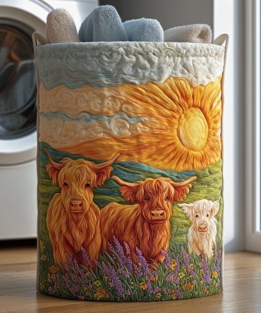 Blooming Highland Quilted Laundry Hamper - Vintage Floral Fabric Basket, Foldable Durable Home Laundry Organizer For Charming Interiors