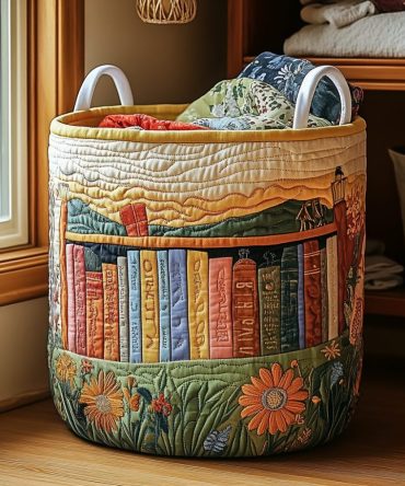 Blooming Shelf Quilted Storage Hamper — Elegant Botanical Laundry Basket, Collapsible Fabric Organizer For Home Décor & Closets