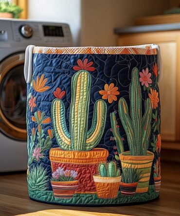 Stylish Quilted Laundry Hamper - Blooming Thorn Floral Fabric, Collapsible Washable Storage Basket For Clothes & Towels