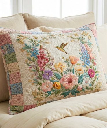 Blossom Field Quilted Pillow Sham — Premium Floral Bedding Accent, Soft Microfiber, Reversible & Easy Care
