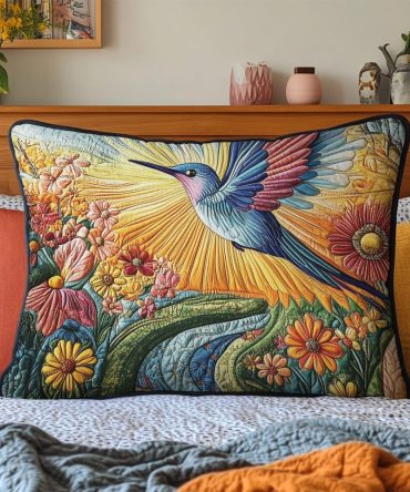 Blossom Flight Quilted Pillow Cover — Floral-Inspired Decorative Pillowcase With Lightweight Quilting For Fresh, Airy Decor
