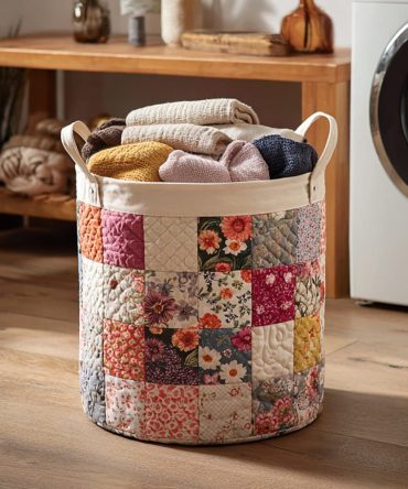 Blossom Quilted Laundry Hamper – Collapsible Large-Capacity Floral Fabric Basket With Reinforced Handles & Elegant Bloom Accent For Home