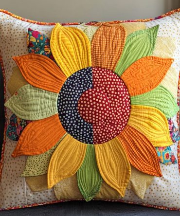 Blossom Mirage Quilted Pillow Cover - Dreamy Floral Decorative Pillowcase For Bed & Sofa, Soft Quilted Cotton-Blend Sham, Lightweight
