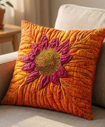 Blossom Symphony Dragonfly Quilted Pillow Cover — Floral Dragonfly Throw Pillowcase, Artful Quilted Accent For Garden-Inspired Home Decor