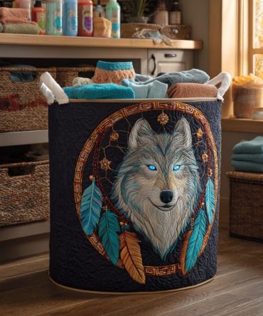 Blue Alpha Quilted Laundry Hamper — Nautical Blue Quilted Fabric Basket, Collapsible & Durable For Bedroom Or Bathroom