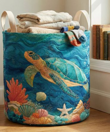 Blue Lagoon Spirit Quilted Laundry Hamper – Large Lagoon-Inspired Print, Collapsible Padded Fabric Basket With Carry Handles For Home