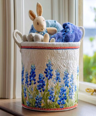 Bluebonnet Prairie Quilted Laundry Hamper — Charming Blue Floral Collapsible Basket With Durable Handles & Soft Interior
