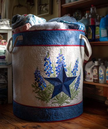Bluebonnet Floral Quilted Laundry Hamper – Decorative Fabric Laundry Basket With Handles, Foldable Organizer For Home & Nursery