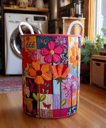 Bohemian Path Quilted Laundry Hamper V2 – Foldable Boho Fabric Basket With Handles, Stylish Decorative Storage For Home & Dorm