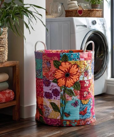 Bohemian Charm Quilted Storage Hamper - Stylish Foldable Laundry Basket, Durable Washable Fabric Organizer For Home