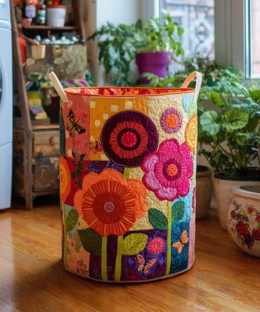 Boho Floral Quilted Laundry Hamper - Foldable Fabric Basket, Breathable Washable Organizer For Bedroom, Nursery & Dorm