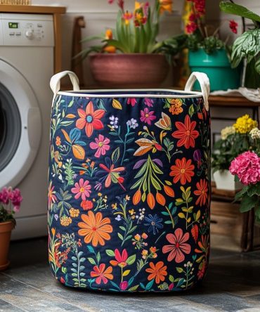 Boho Patchwork Quilted Laundry Hamper - Stylish Collapsible Fabric Basket For Clothes, Trendy Bohemian Home Organization