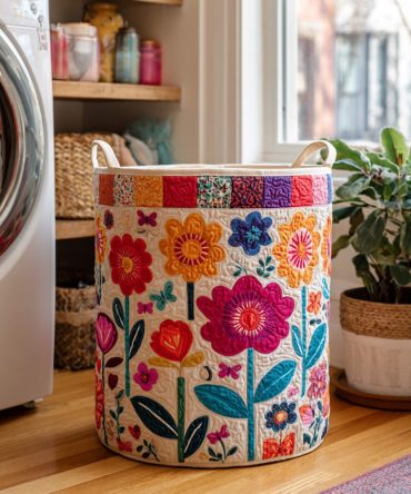 Boho Garden Quilted Laundry Hamper – Trendy Collapsible Fabric Basket With Reinforced Handles For Laundry, Toys & Closet Organization