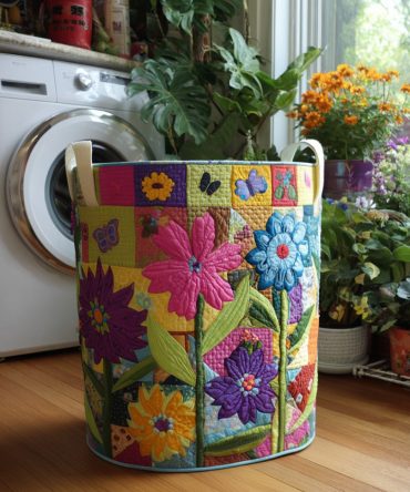 Boho Patchwork Quilted Laundry Hamper - Large Foldable Fabric Basket With Handles, Durable Cotton-Lined Organizer For Stylish Home