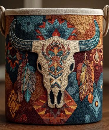 Boho Spirit Quilted Collapsible Laundry Hamper - Trendy Decorative Fabric Storage Basket With Handles For Home & Nursery Organization