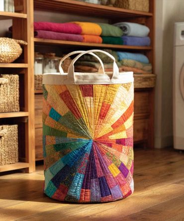 Boho Sunburst Quilted Laundry Hamper — Colorful Bohemian Fabric Basket With Reinforced Handles, Foldable Decorative Storage For Stylish Homes
