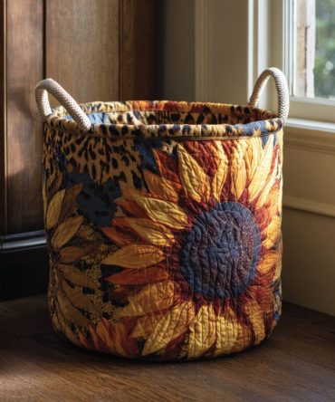 Bold Bloom Quilted Laundry Hamper - Eye-Catching Floral Foldable Fabric Laundry Basket, Durable & Machine-Friendly