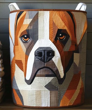 Bold Boxer Block Quilted Laundry Basket — Modern Geometric Fabric Hamper With Handles, Collapsible Roomy Storage For Home Or Dorm