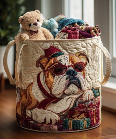 Bold Bulldog Quilted Laundry Hamper – Tough & Stylish Foldable Laundry Basket With Washable Liner, Heavy-Duty Handles For Everyday Use