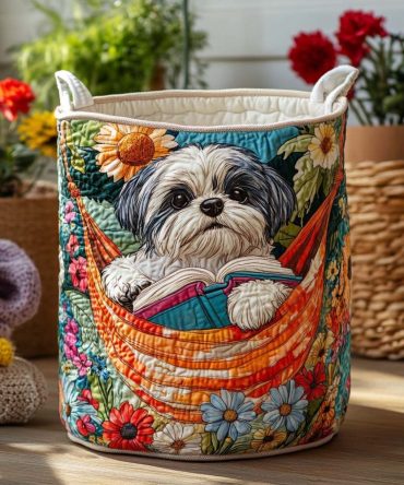 Book Buddy Quilted Laundry Hamper - Literary-Themed Fabric Storage Basket With Handles, Collapsible Organizer For Dorms & Home Libraries