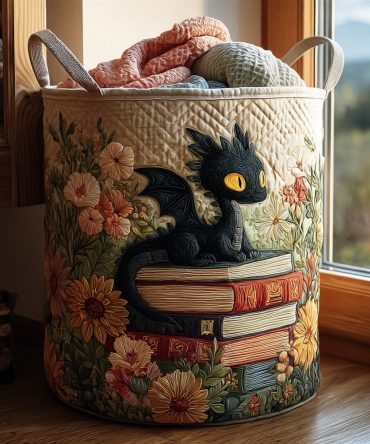 Book Guardian Quilted Laundry Hamper — Literary-Themed Fabric Basket, Collapsible Decorative Laundry Storage For Readers & Libraries