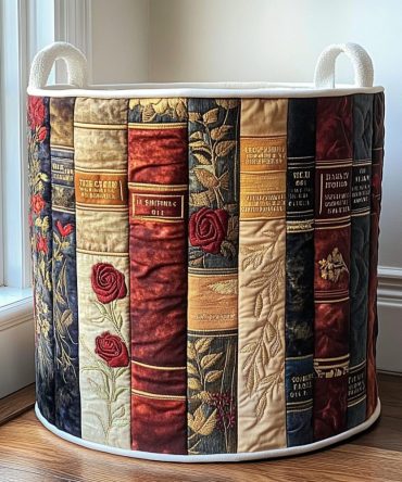 Book Haven Quilted Laundry Hamper — Cozy Literary Print, Collapsible Fabric Storage Bin For Books, Toys, Laundry & Home