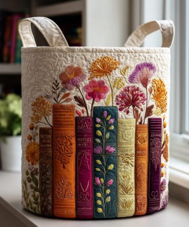 Bookish Bliss Quilted Laundry Hamper — Literary Print Foldable Storage Basket, Stylish Laundry Bin For Library Rooms & Dorms
