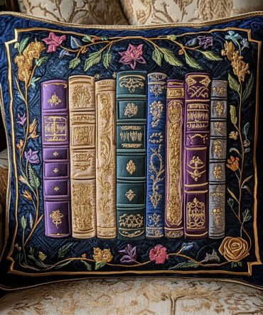 Books Of The Garden Quilted Pillow Cover - Garden-Inspired Decorative Throw Pillowcase For Cozy Living Spaces