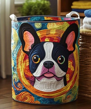 Boston Brights Quilted Laundry Hamper — Vibrant City-Inspired Foldable Basket, Spacious Interior, Strong Handles & Easy Care