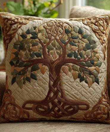 Branches Of Being Quilted Pillow Cover — Organic Tree Branch Pattern Decorative Throw Pillow Case For Nature-Inspired Interiors