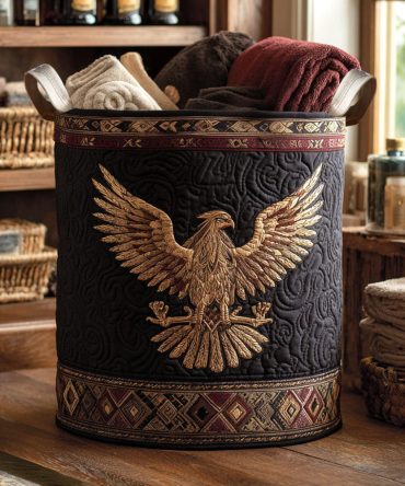 Brave Wings Quilted Laundry Hamper - Bold Printed Collapsible Fabric Storage Basket, Lightweight, Breathable, Perfect For Dorms & Homes
