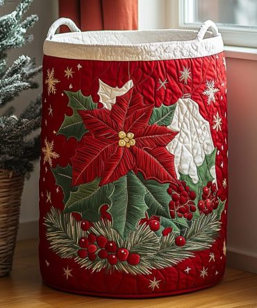 Bright Blossom Quilted Laundry Hamper — Cheerful Floral Foldable Fabric Basket With Dual Handles, Lightweight Decorative Storage For Home & Dorm