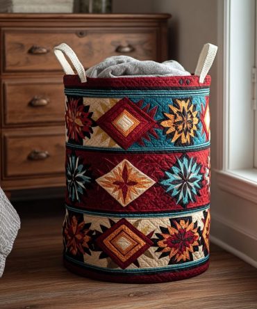 Stylish Quilted Laundry Storage – Bright Canyon Print, Large Foldable Fabric Hamper With Reinforced Handles & Washable Liner For Home