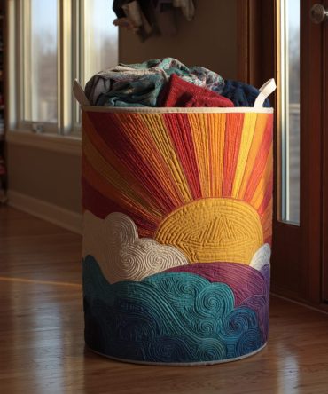 Bright Horizon Quilted Laundry Hamper – Modern Foldable Laundry Storage Bin With Handles, Stain-Resistant Washable Cover For Home & Dorm