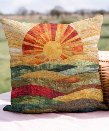 Bright Horizons Quilted Pillow Cover — Cheerful Modern Floral Throw Pillowcase For Living Room, Bedroom & Kids Spaces