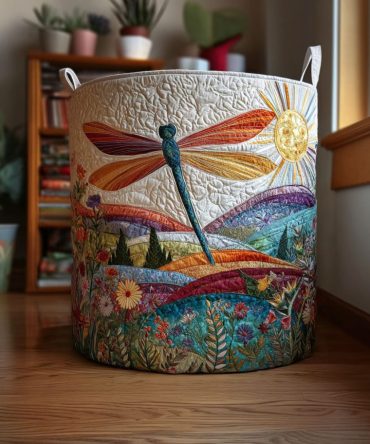 Bright Meadow Quilted Fabric Laundry Hamper – Collapsible Decorative Storage Bin With Handles, Washable & Durable For Home