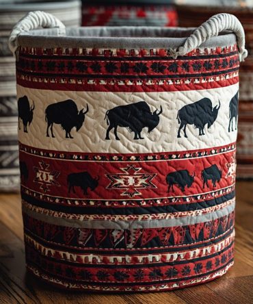 Buffalo Path Quilted Laundry Hamper – Buffalo Plaid Fabric Basket, Foldable Rustic Laundry Organizer For Cabin, Bedroom & Nursery, Washable
