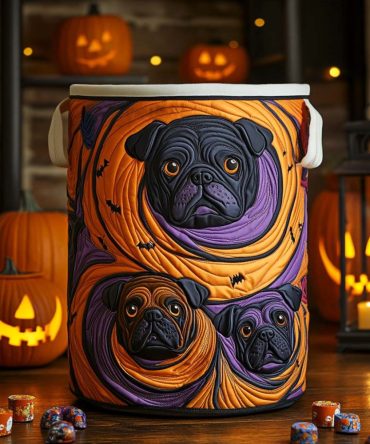 Bulldog Vortex Neon Quilted Laundry Hamper — Vibrant Dog-Print Storage Basket, Foldable Lightweight Organizer For Kids & Teens