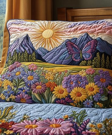 Tranquil Butterfly Quilted Pillow Cover — Serenity Garden Motif, Soft Decorative Pillowcase For Bedroom, Nursery & Cottage Style